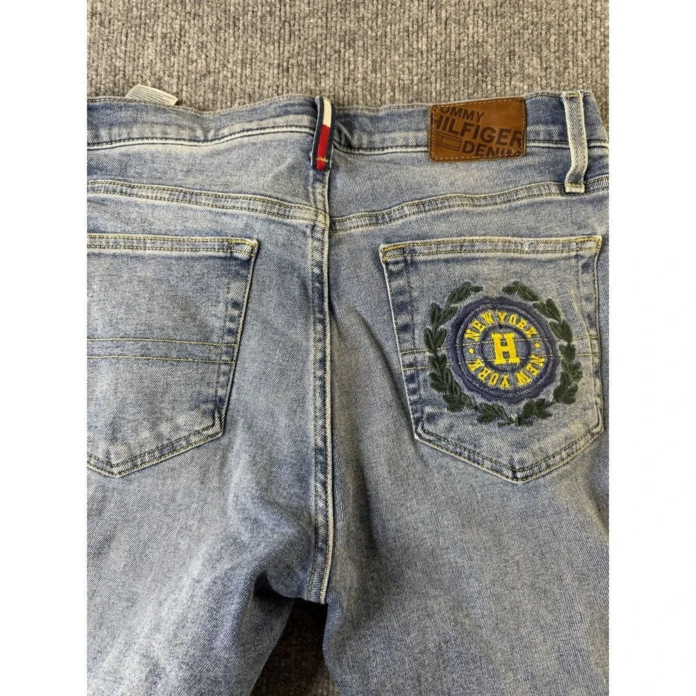 Tommy Hilfiger Denim Jeans Men 32x30 Skinny Moulante Pocket Crest Distressed Y2K